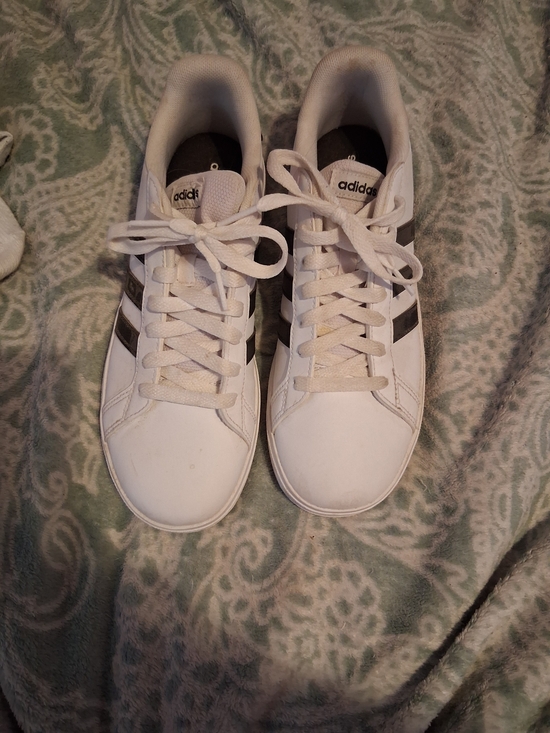 adidas Shoes - Adidas White Sneakers with Black Stripes